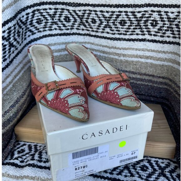 Casadei floral canvas and leather mule with box. Really good condition. - Picture 5 of 5
